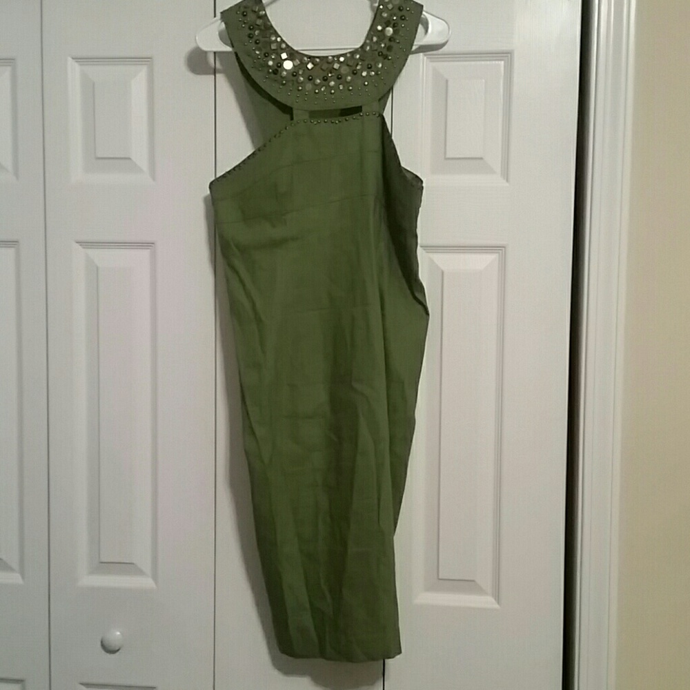 Medium adrianna papell olive green linen dress